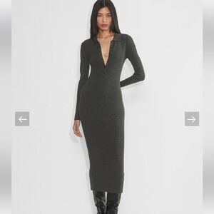 Aritzia Wilfred Elegant Gray Long Sleeve Dress